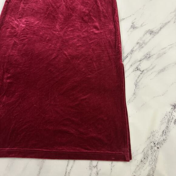 Denim & Co Womens Vintage y2k Velvet Slip Skirt Size S Berry Red Midi Side Slits - Picture 3 of 10